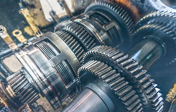 Deconstructed gearbox of an industrial machine